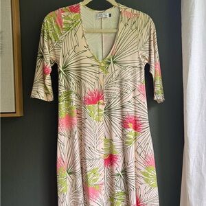 Fighting Eel Pink and Green Floral Dress
